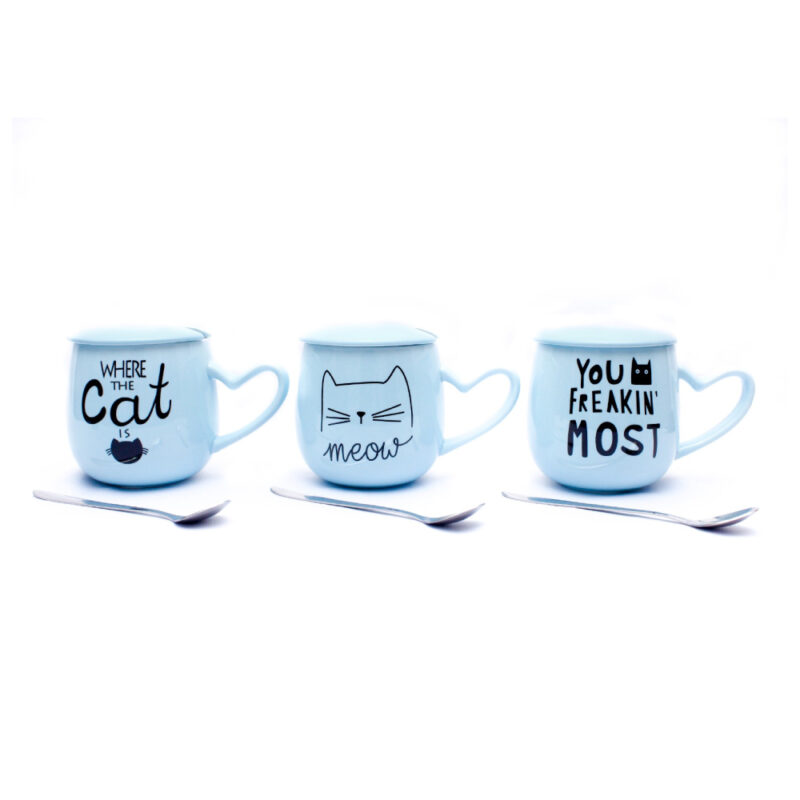 TAZAS CON FRASES DE  GATO KT-302.